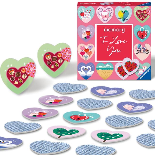 Ravensburger 22398 Memory® Moments - I Love You, Spiele-Klassiker für 2 bis 6 Spieler ab 3 Jahren mit 24 Kartenpaaren in Herzform