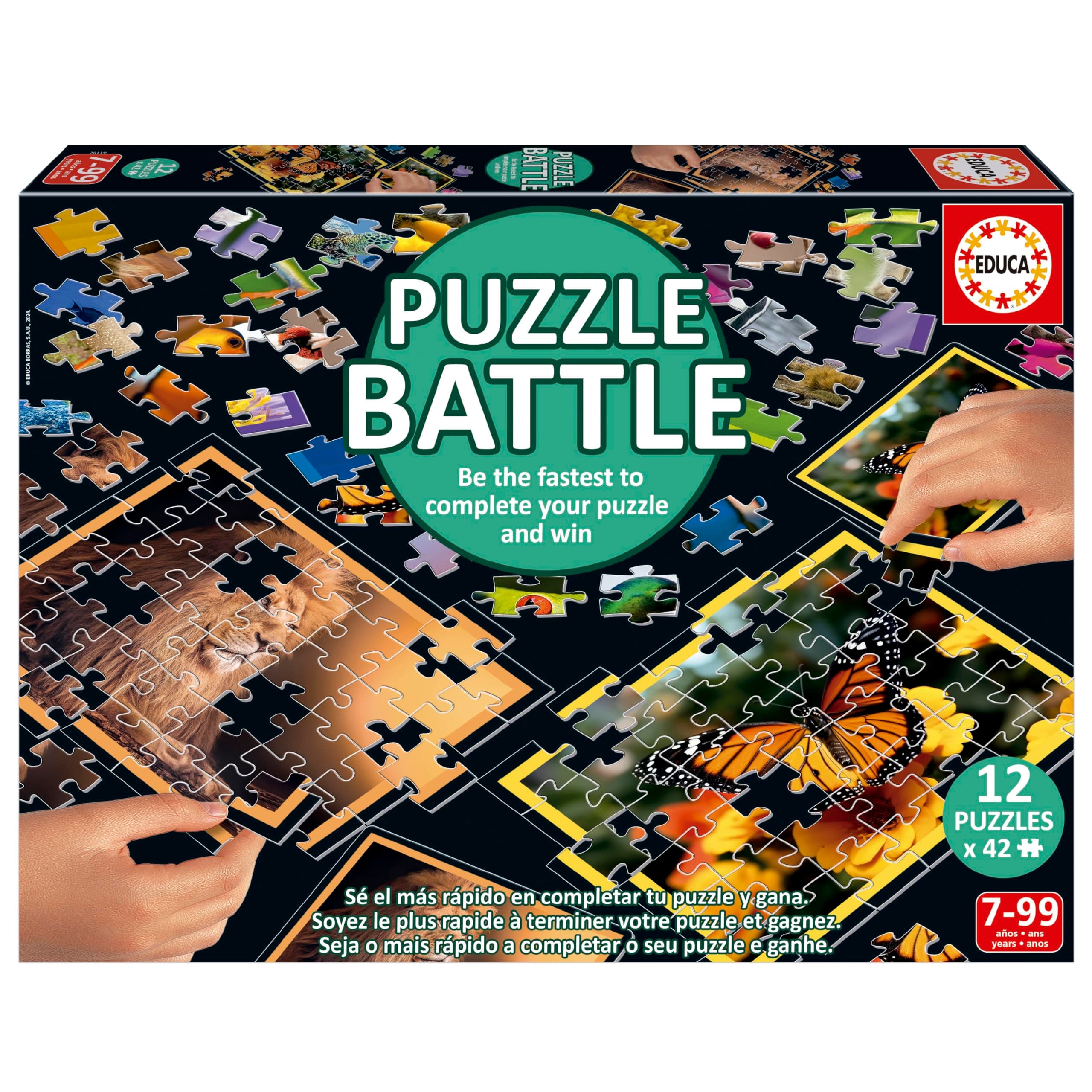 Educa - Puzzle Battle Natura. Eine authentische Schlacht der Stücke | Seien Sie der Erste, der Ihr Puzzle vervollständigt, um der Gewinner zu Werden. Ab 7 Jahren (20119)
