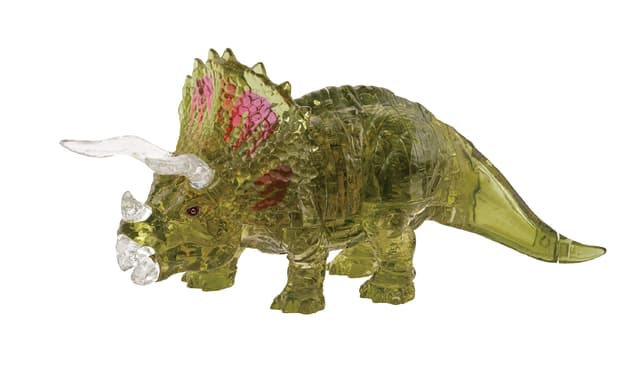 Crystal Puzzle | 3D Triceratops mit Nest und Eiern Grün | Transparentes Design | 61 Teile | Bausatz für Kinder und Erwachsene | HCM Kinzel