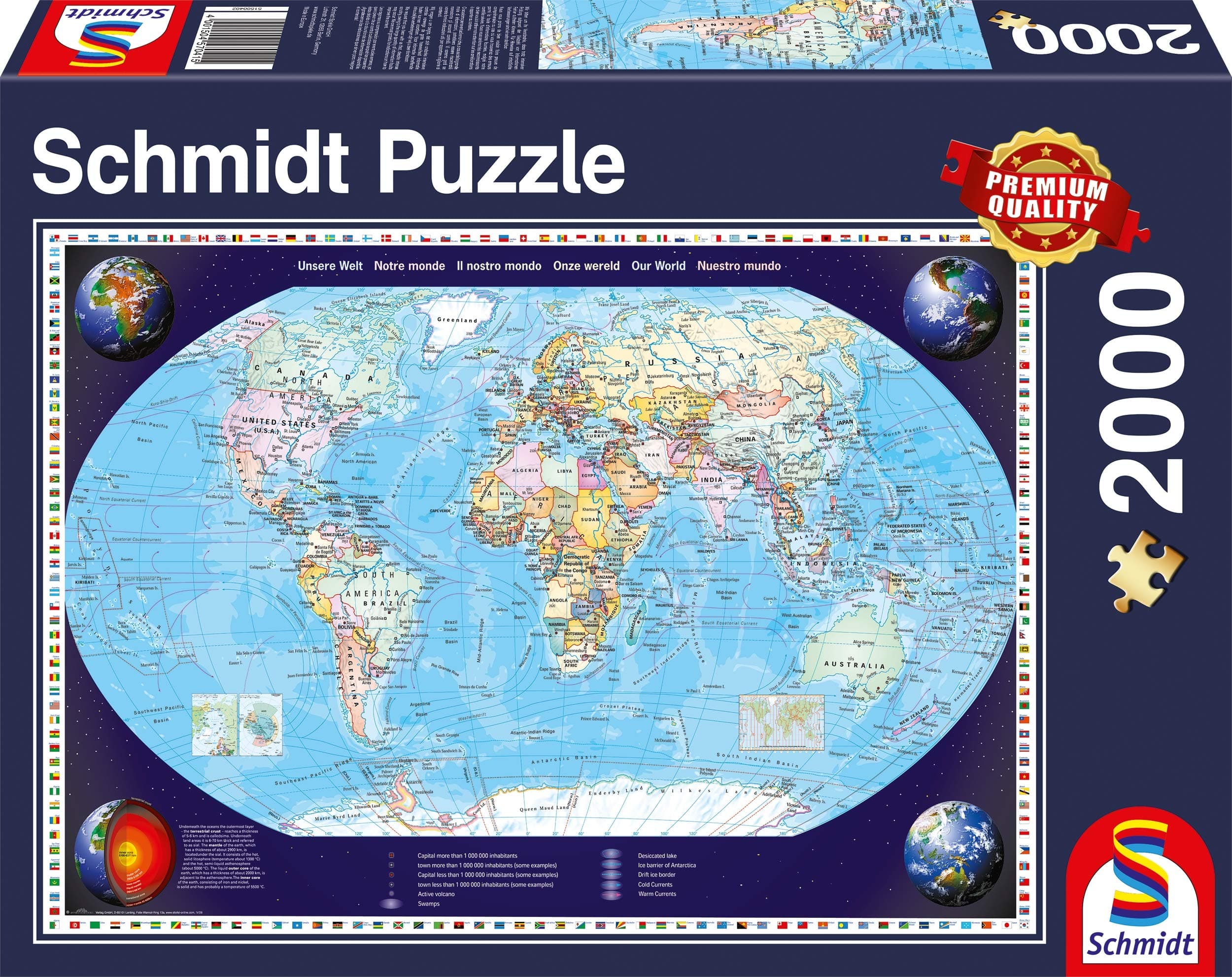 Schmidt Spiele Elephant,Mouse 57041 Unsere Welt, 2000 Teile Puzzle, bunt