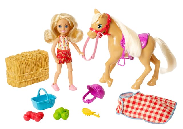 Barbie GFF50 - Spaß auf dem Bauernhof Chelsea und Pony, Puppen- und Pferde-Spielzeug ab 3 Jahren, Mehrfarbig