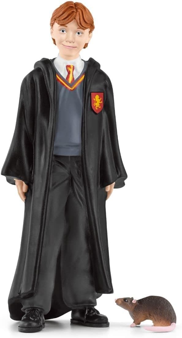 SCHLEICH Harry Potter | Ron Weasley & Krätze 42634 | Sammelfiguren Set mit Zauberlehrling & Ratte | Sammelfigur & Geschenkidee für Fans und Kinder | Spielfiguren ab 6 Jahren | 2-teiliges Set Single