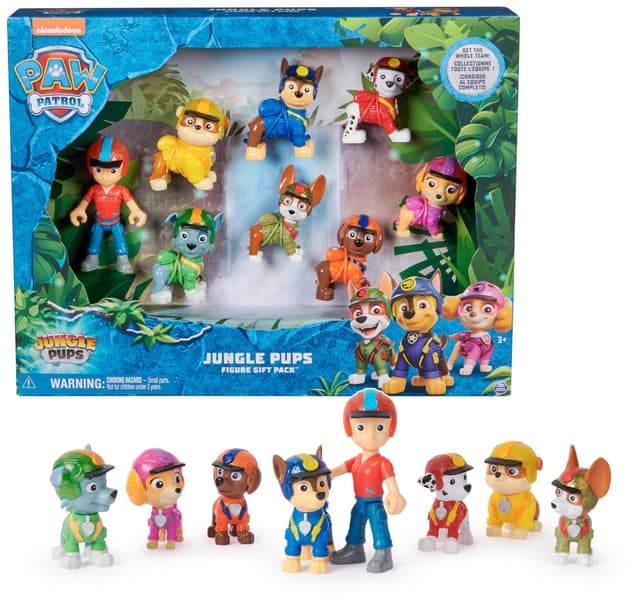 PAW Patrol Jungle Pups – Spielfiguren-Geschenkset mit 7 Hundefiguren und 1 Ryderfigur zum Sammeln, Spielzeugfiguren, Spielzeug geeignet für Kinder ab 3 Jahren