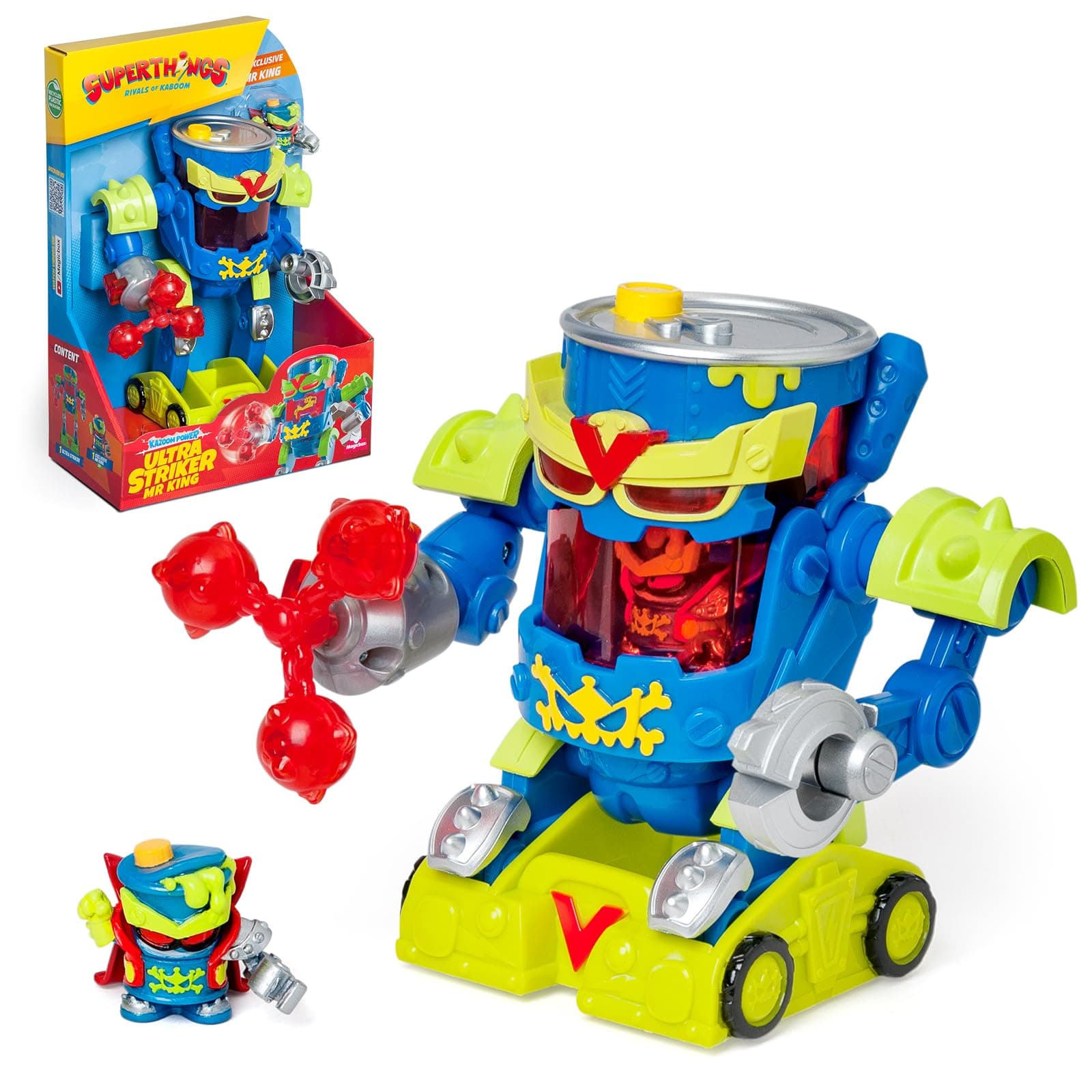 Superthings - Ultra Striker Mr. King Ultra Striker Roboter von Mr. King aus der TV-Serie SuperThings Kazoom Power enthält 1 Ultra Striker Roboter, 1 Mr. King Exclusive