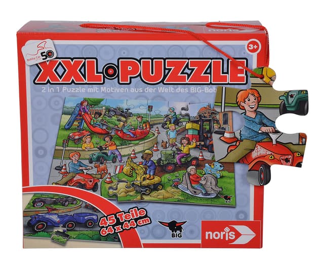 Noris 606032051 Big Bobby Car XXL Puzzle-mit 45 Teilen, 2 Motive-50 Jubiläum-(Gesamtgröße: 64 x 44 cm) -für Kinder ab 3 Jahren