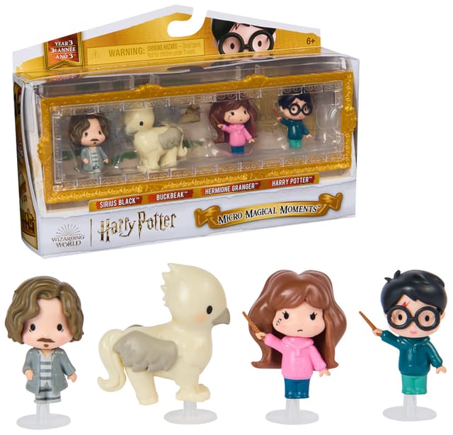 Wizarding World Harry Potter Micro Magical Moments Sammelfiguren Geschenkset "Der Gefangene von Azkaban" mit Harry, Hermine, Sirius Black, Seidenschnabel & Setzkasten, ab 6 Jahren, Fanartikel