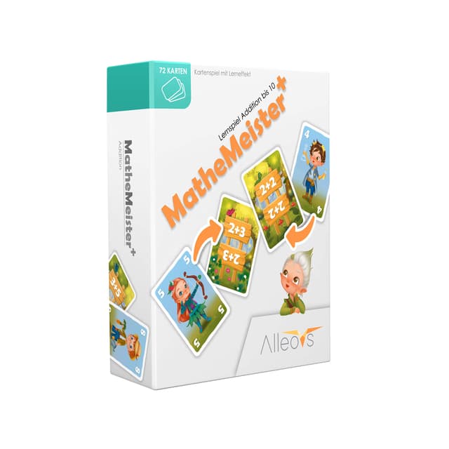 ALLEOVS® Mathemeister PLUS+ Lernspiel für Addition Plusrechnen –Blitzrechen im Kopf - Mathematik Summieren Grundschule Reaktionsspiel für Kinder ab 6 Jahren (2-4 Spieler)