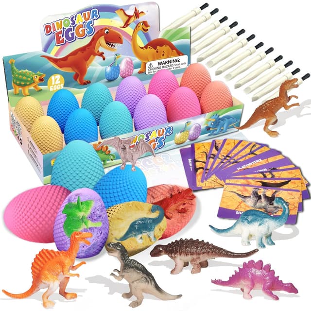 Joozmui Dino Ausgrabungsset für Kinder, Osterei Dekorationsset Ei Dinosaurier Spielzeug ab 4-10 Jahre Junge Spielzeug Figuren Geschenk Gemalte Deko Ostereier für Kinder Sonderausgabe