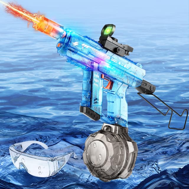 Aragallant Wasserpistole Electric, Elektrische Wasserpistole Große Kapazität 800 ml, Wiederaufladbar Wasserspritzpistole mit Blitzeffekten - Starker Strahl, Automatische Wasserpistole Kinder