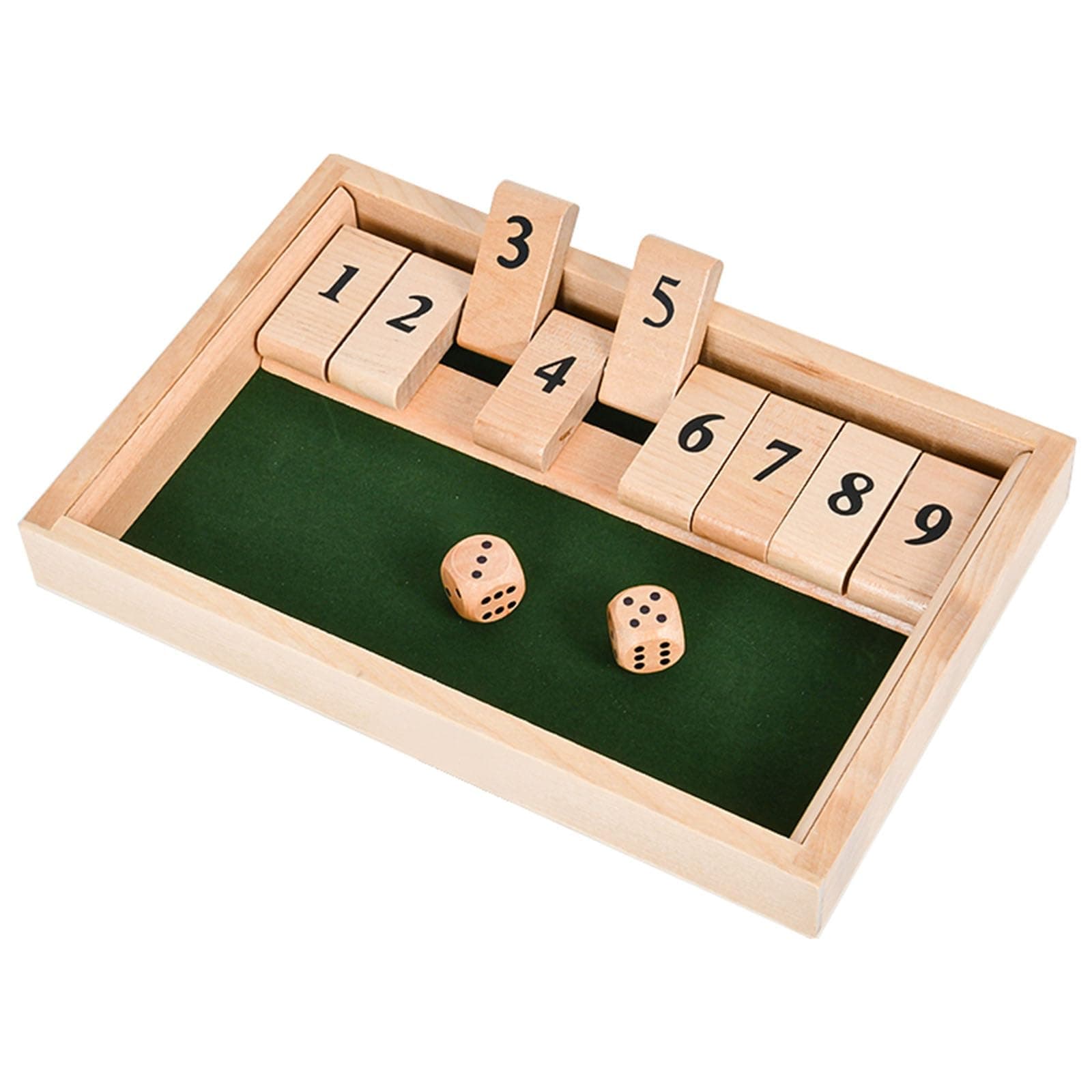 EACHHAHA Shut The Box 9er,Klappbrett Spiel,Klassisches Würfelspiel aus Holz,Mathematik Lernspielzeug Kinder,Heimtischspiel-2-Spieler