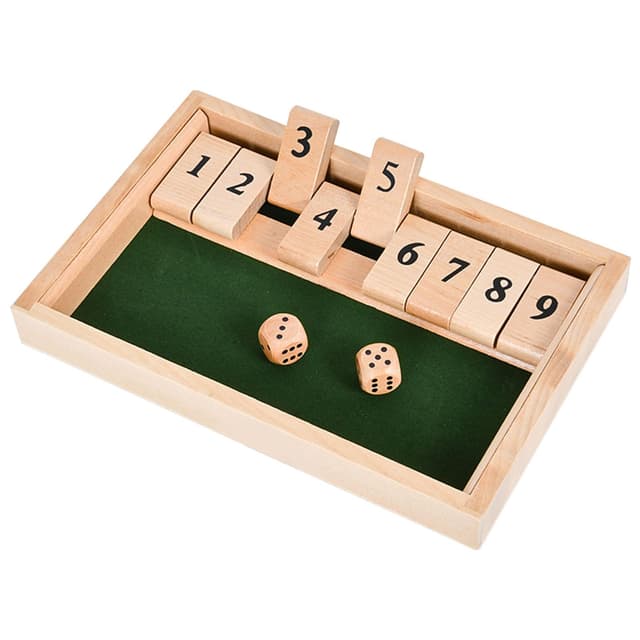 EACHHAHA Shut The Box 9er,Klappbrett Spiel,Klassisches Würfelspiel aus Holz,Mathematik Lernspielzeug Kinder,Heimtischspiel-2-Spieler