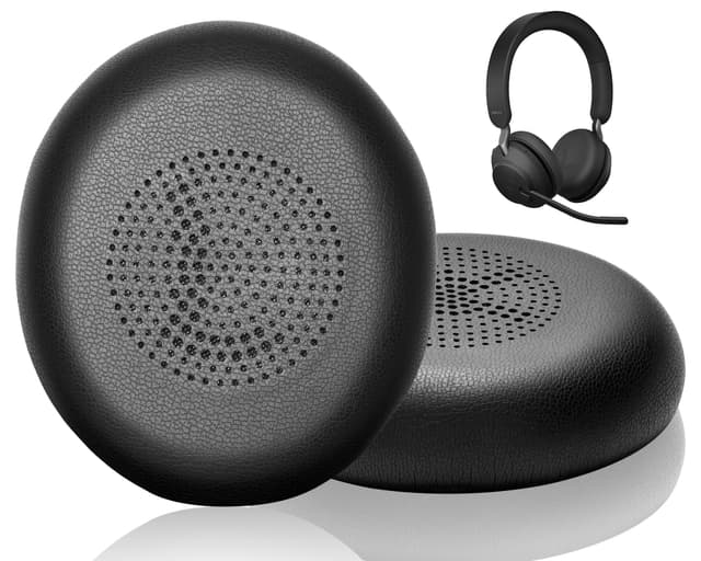 Link Dream Ersatz Ohrpolster für Jabra Evolve2 65 (65MS 65UC USB)/Evolve2 40 (40UC 40MS USB)/Elite 45h, Kopfhörern Ohrpolster Ersatzpolster mit weicherem Protein-Leder, Schwarz
