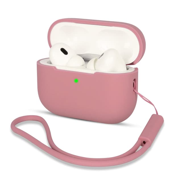 AOTUAO Kompatibel mit AirPods Pro 2 Hülle Case, Silikon Stoßfeste Schutzhülle für AirPods Pro 2. Generation 2022 Case Cover mit Silikon Lanyard, Front-LED Sichtbar, Bean Pink
