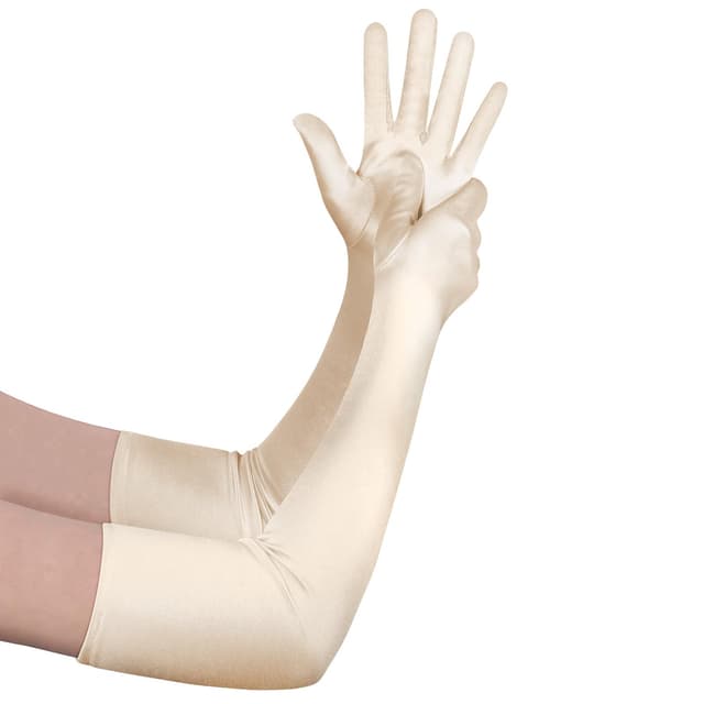Aomig Handschuhe Damen 1/2 Pcs Lange Braut Handschuhe Satin Abendhandschuhe Elastic Fingerhandschuhe Ellenbogenhandschuhe 1920s Tanzhandschuhe für Classic Oper, Maskerade, Cosplay-Kostüme, Halloween