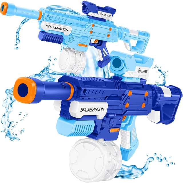 KESSER® Wasserpistole 2er Set Wasserpistolen Spritzpistolen inkl. Zielfernrohr Sehr Stark Reichweite 8m, Fassungsvermögen 650ml Spielzeug im Freien für Kinder und Erwachsene (Hellblau/Navyblau) Hellblau / Navyblau