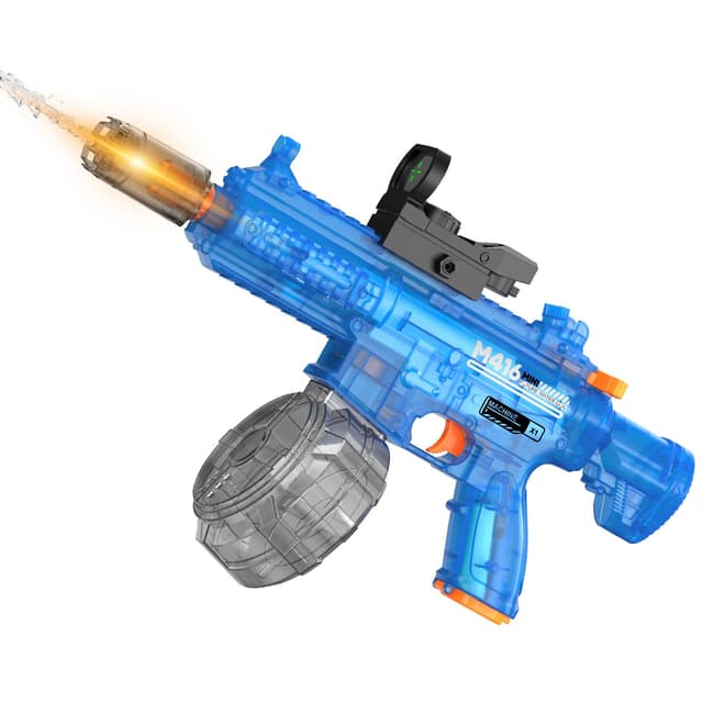 Wasserpistole Elektrisch, Automatische Elektrische Wasserpistole 450ML Große Kapazität,10M Wasserspritzpistole Elektrisch mit Wiederaufladbare Batterie Mündungsflamme für Pool Garten Strand