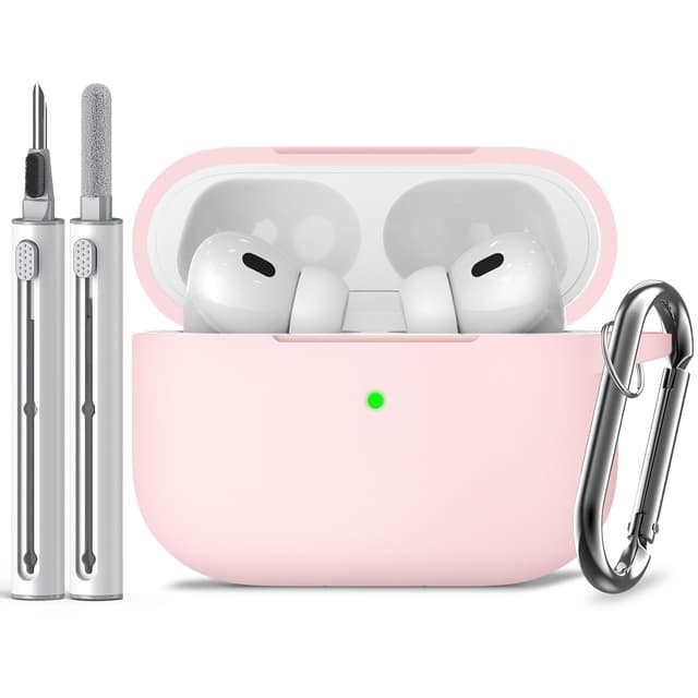 Inesore Compatible with Airpods Pro 2nd/1st Case Cover,Silicone Protective Case for Apple Airpods Pro 2nd/2st Generation Charging Case with Keychain and Cleaner Pen E2-Pale Pink