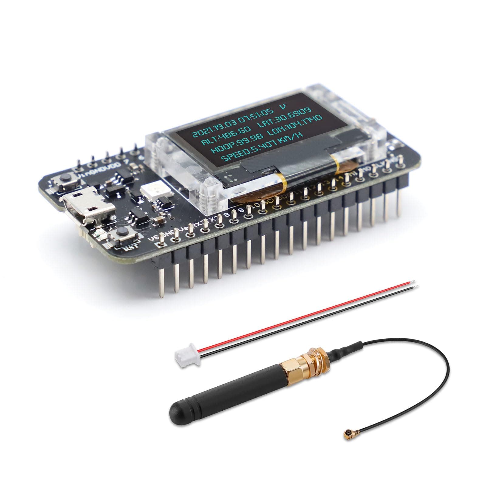 APKLVSR LoRa GPS Modul LoRaWAN Entwicklungs Board ASR6052 CP2102 MCU Solarenergie Betrieben mit 0,96 Zoll OLED Display Antenne für Arduino