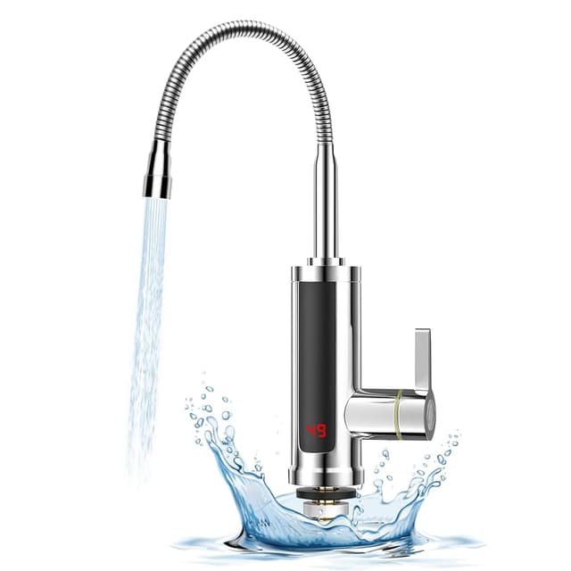 babikeen Wasserhahn mit Durchlauferhitzer, Elektrischer Wasserhahn mit Durchlauferhitzer, 360° Drehbarer LED Durchlauferhitzer Wasserhahn, 220V 3000W Elektrischer Wasserhahn