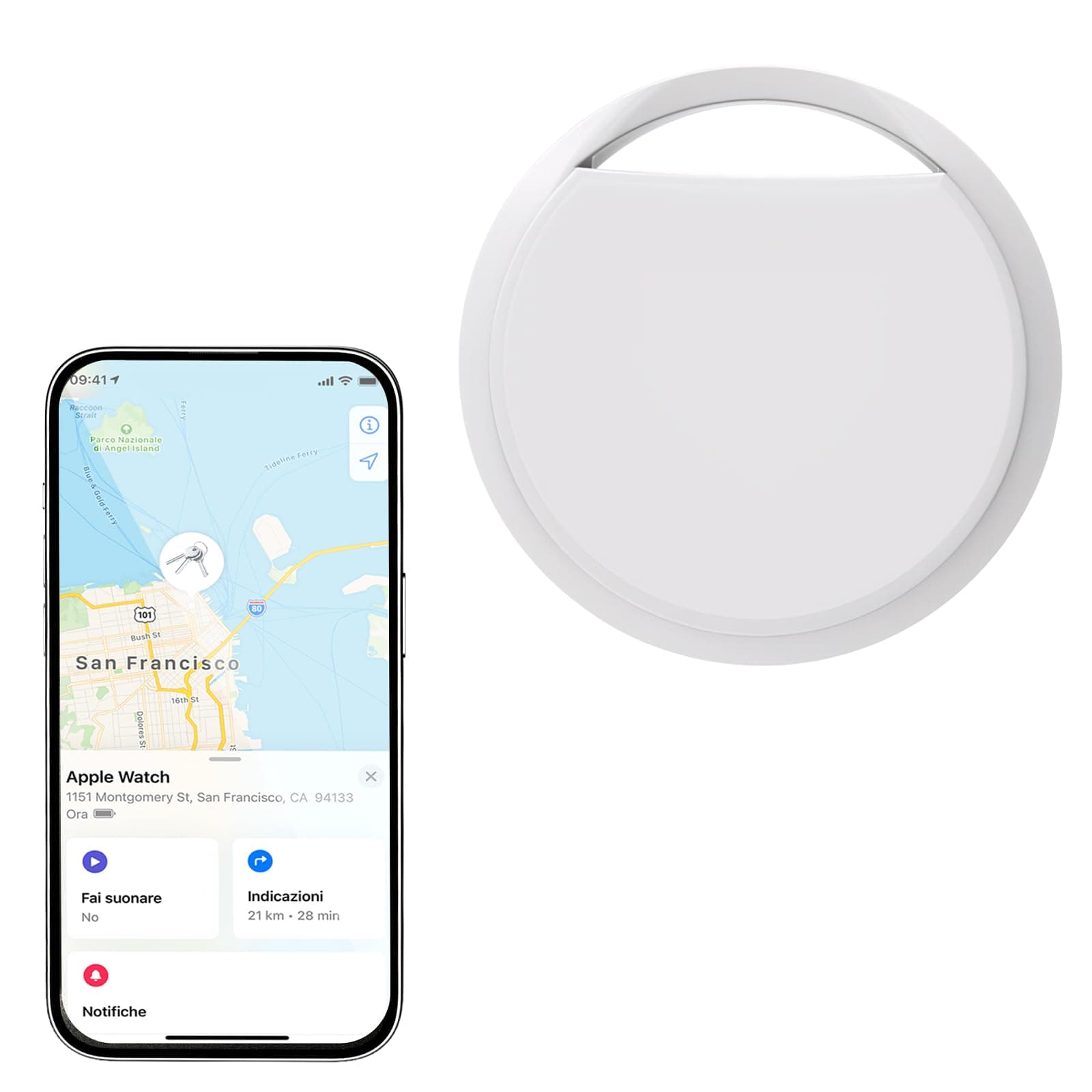 Schlüsselfinder 1per, Bluetooth Tracker Smart Tag Kompatibel mit Apple Wo ist? APP (iOS NUR, Android Nicht unterstützt) Bluetooth Key Finder für Gepäck/Koffer/Taschen,Austauschbarer Akku