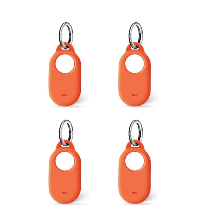Msagkah 4 Stück Silikon Hüllen für Samsung Galaxy SmartTag 2, 4 Pcs Schutzhülle mit Schlüsselanhänger Kompatibel mit SmartTag 2 (Orange)