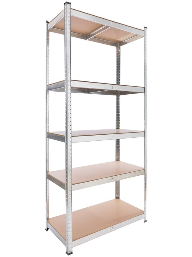 Arebos Schwerlastregal 200x90x45 cm | 1000 kg Tragkraft | 5 MDF-Platten | Einfache Montage durch Stecksystem und ohne Schrauben Regal Lagerregal Kellerregal Steckregal Werkstattregal | verzinkt