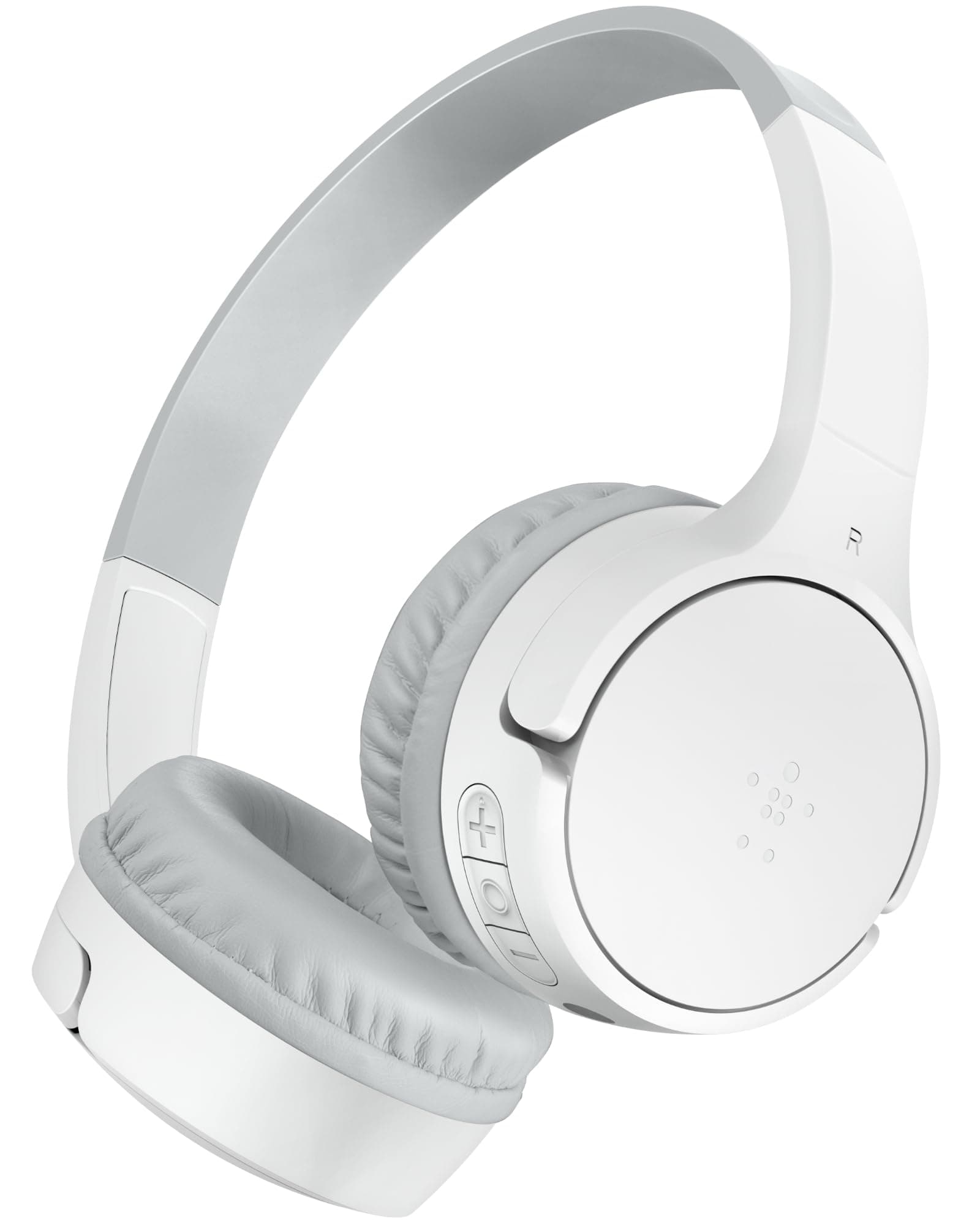 Belkin SoundForm Mini kabelloser Kinderkopfhörer mit integriertem Mikrofon und lustigen Aufklebern, 30 Std. Wiedergabe – Over-Ear-Kopfhörer für Unterricht, Ferien, iPhone, iPad, Galaxy – Weiß