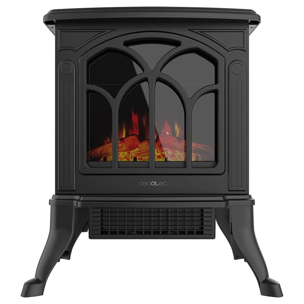 Cecotec Elektrischer Standkamin ReadyWarm 1500 Flames. 1500 W, 2 Leistungsstufen, Einstellbarer Thermostat und unabhängige Flammensteuerung, Abdeckungsbereich 20 m2