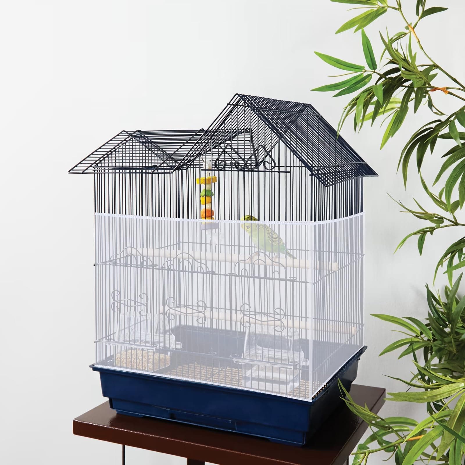 Nogeqi 2 Stück Groß Vogelkäfig Abdeckung Kordelzug, Vogelkäfig Samenfänger Birdcage Seed Catcher, Einstellbar Bird Cage Cover Weich Luftiger für Papageien Wellensittich Runde Quadratische Käfige