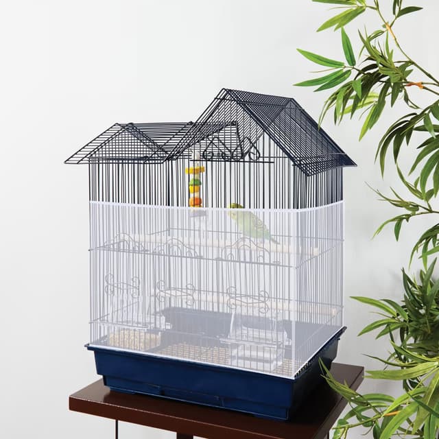 Nogeqi 2 Stück Groß Vogelkäfig Abdeckung Kordelzug, Vogelkäfig Samenfänger Birdcage Seed Catcher, Einstellbar Bird Cage Cover Weich Luftiger für Papageien Wellensittich Runde Quadratische Käfige