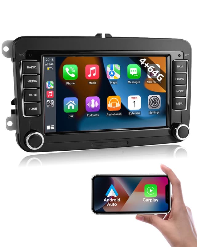 Essgoo 4+64G Android 14 Autoradio Für VW Caddy Golf MK5 6 Polo Passat Seat RCD330 mit Wireless CarPlay Androidd Auto,2 Din Radio mit 7 Zoll Touchscereen Bluetooth FM RDS GPS WiFi