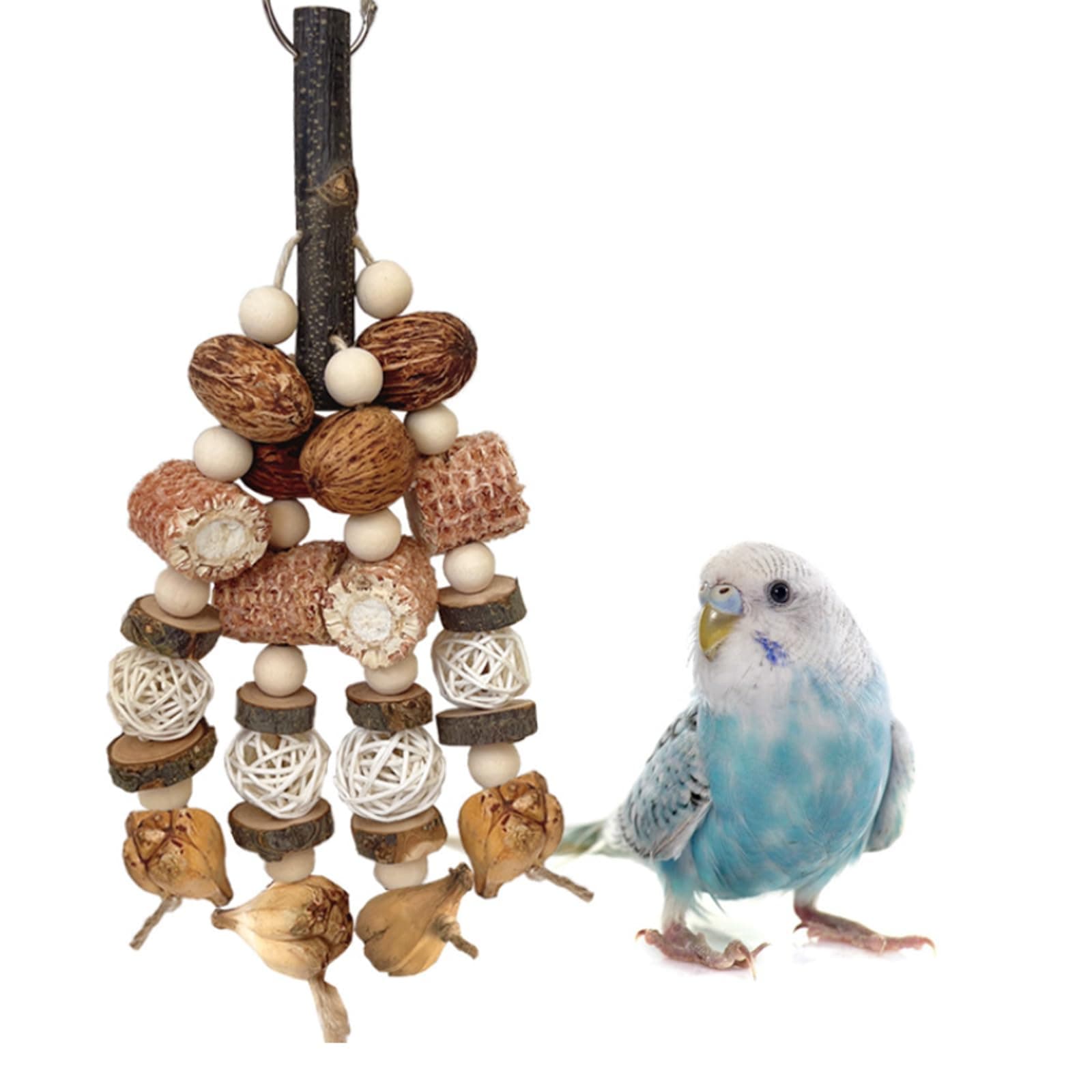 Vogelspielzeug, Papageienspielzeug Hängespielzeug, Maiskolben Aus Natur Kauspielzeug, Schaukelspielzeug Für Vögel, Vogelkaublöcke, Zum Kauen,Klettern, Unraveling, Für Alle Papageien, Wellensittiche