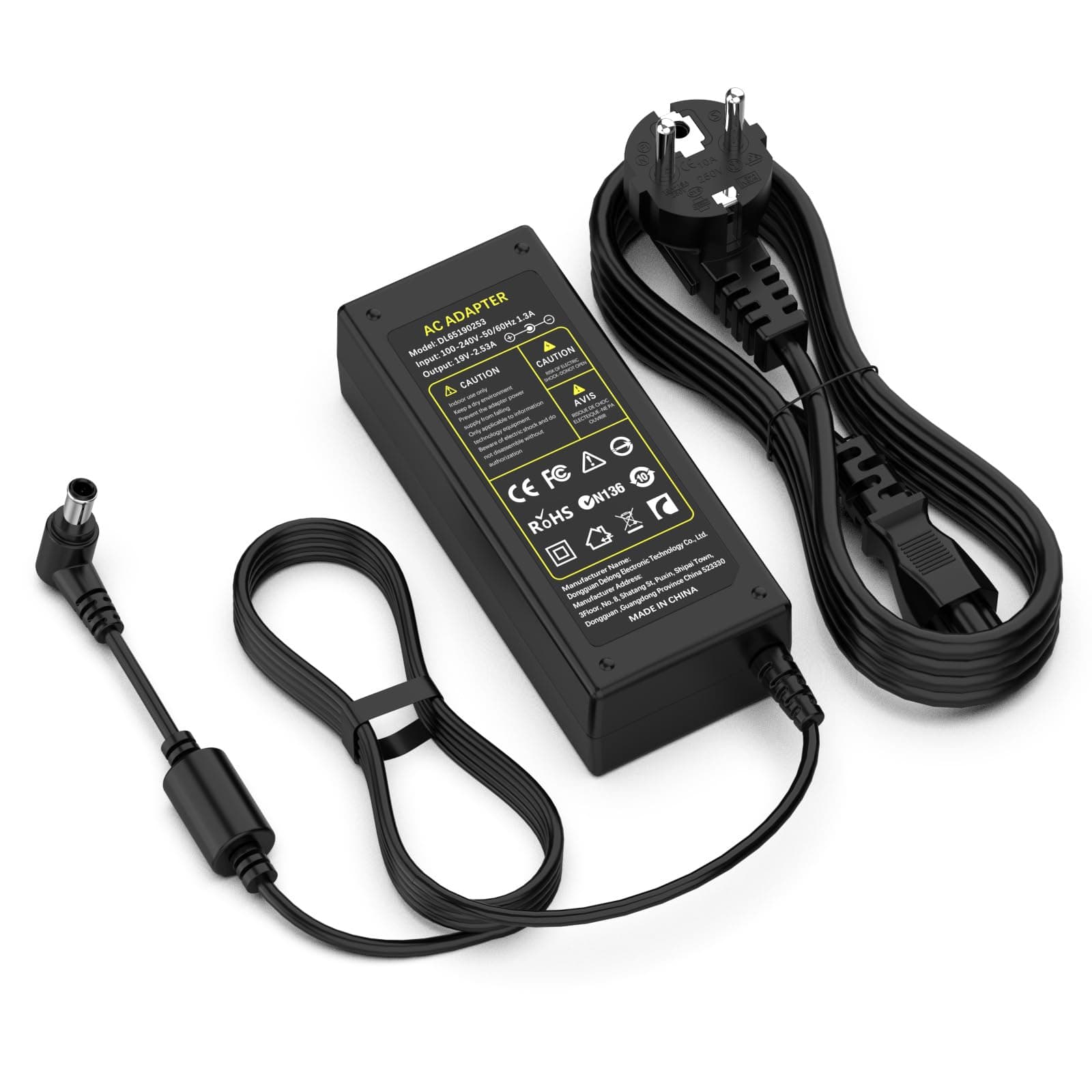 Jippofu 19V Netzteil Stromkabel Kompatibel mit LG Monitor 19" 20" 22" 23" 24" 27" 29" 32" 34" Samsung 22" 32" LED LCD Widescreen HDTV Ladegerät Ladekabel TV Charger Adapter 19V 6.5*4.4mm