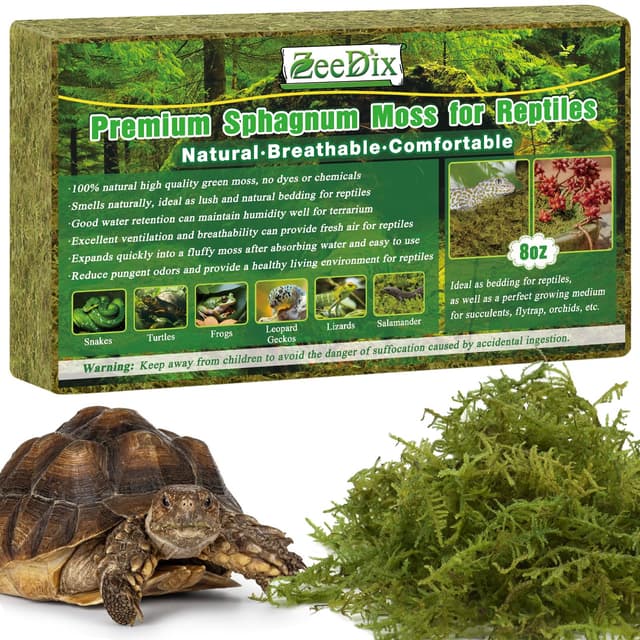 ZeeDix 220g Moos für Terrarium & Pflanzen, Reptilien Moos Terrarien Moosstreu für Leopardgeckos/Echsen/Schlangen/Schildkröten/Frösche, Sicher mit Atmungsaktivität