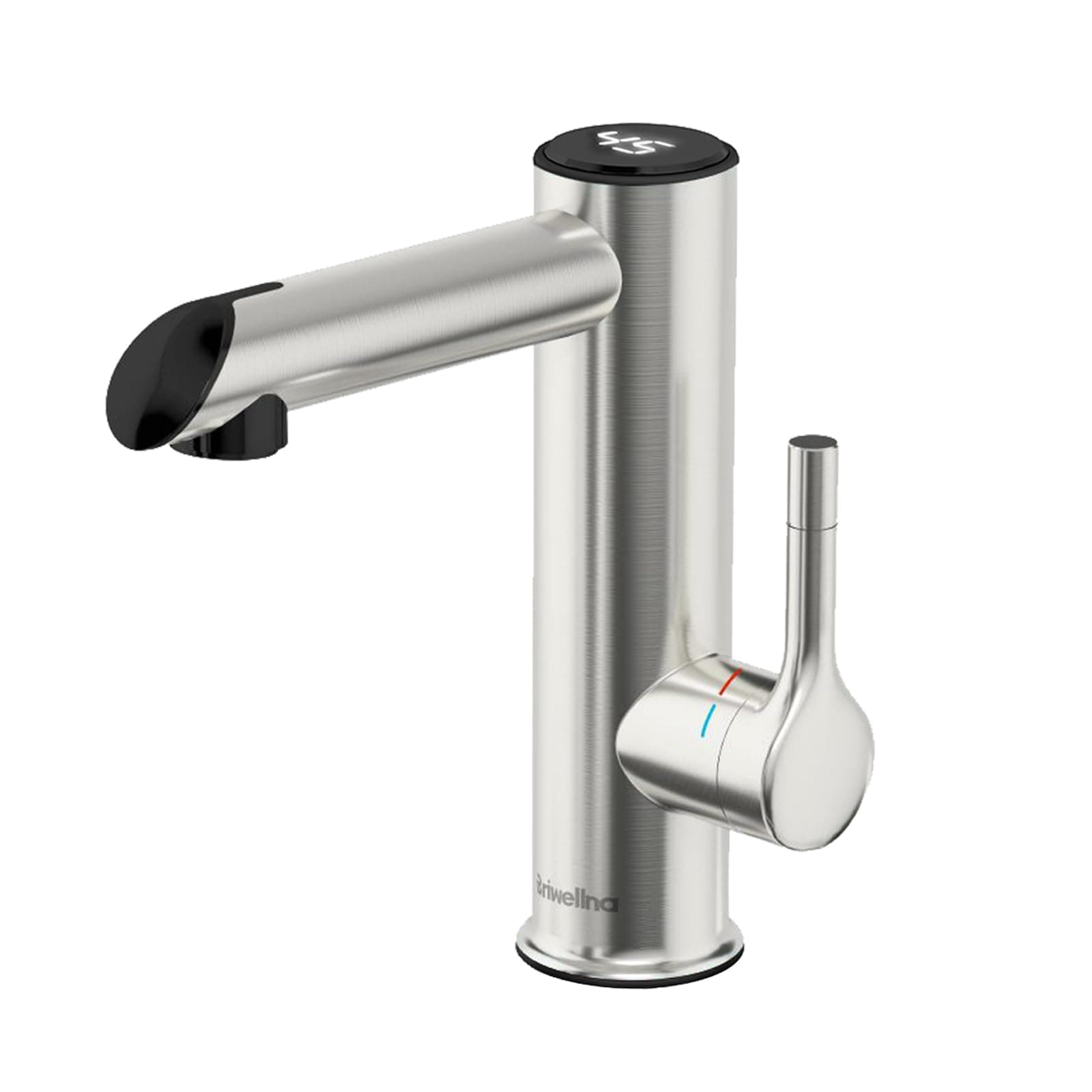 Briwellna Stainless Steel Electric Tap, Edelstahl Elektrischer Wasserhahn, 220V Warmwasserhahn, Durchlauferhitzer Wasserhahn für Bad, Elektrische Armatur mit Digitalanzeige (Silber) BM51 Silber