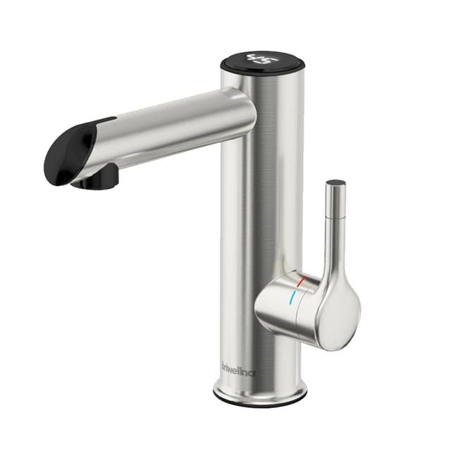 Briwellna Stainless Steel Electric Tap, Edelstahl Elektrischer Wasserhahn, 220V Warmwasserhahn, Durchlauferhitzer Wasserhahn für Bad, Elektrische Armatur mit Digitalanzeige (Silber) BM51 Silber