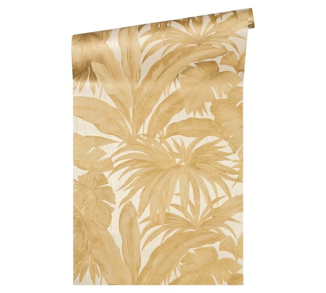 A.S. Création VERSACE wallpaper Vliestapete Giungla Luxustapete mit Palmenblättern Dschungel 10,05 m x 0,70 m creme metallic Made in Germany 962404 96240-4 Gold Creme