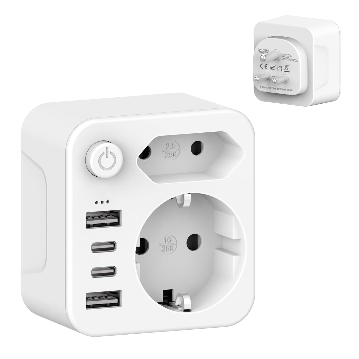 ZENIJUST Reiseadapter für Indien Adapter Indien Steckdose, Reiseadapter Indien, Adapter Indien Steckdose,Reiseadapter TYP D, Adapter für Sri Lanka, Indien, Nepal, Reisestecker Indien (SP-363IN-3AC)