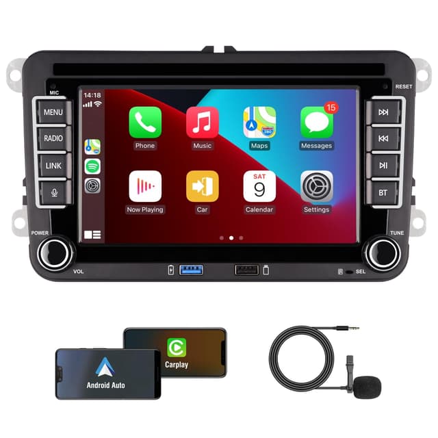 KTTCORLP Linux Autoradio Mit Bildschirm für Golf 5 6 VW Polo T5 Passat Touran Seat mit Navi FM/AM, Apple Carplay, Android Auto, Lenkrad Strg, 2Din Dab Auto Radio Touch Display 7 Zoll