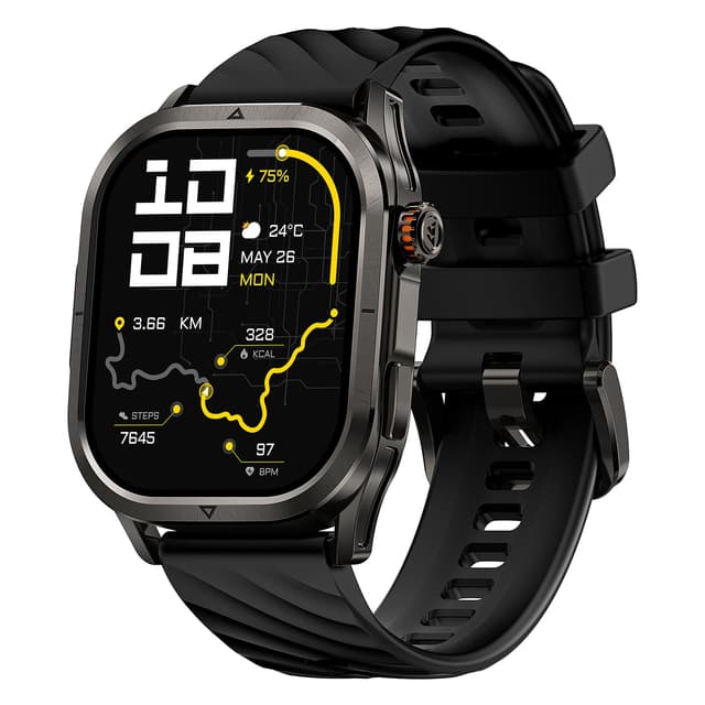 KOSPET Magic R10 Smartwatch Herren für Damen mit GPS,50 Tage Akku, 1,96" AMOLED, 5ATM wasserdichte Fitnessuhr mit SPO₂,Herzfrequenz- & Schlaftracker, kompatibel mit Android & iOS(Schwarz)