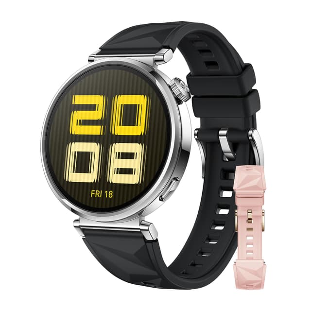 HUAWEI WATCH GT 5 41mm Schwarz+Extra EasyFit 3 Fichte Grün Fluoroelastomer Strap,Smartwatch,Kunstvolles Design,Sportfunktionen auf Profi-Niveau,Health-Tracking,EKG,bis zu 14 Tage Akkulaufzeit Schwarz + Grün 41mm GT 5+ Strap