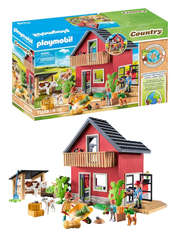 PLAYMOBIL Country 71248 Bauernhaus mit Wohn- und Schlafbereichen, inkl. Stall und Zubehör, ab 4 Jahren