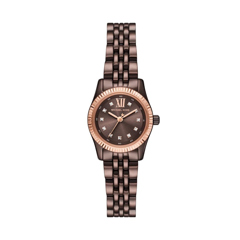 Michael Kors Lexington Watch für Damen, 26mm Quarz-Dreizeigerwerk mit Edelstahlarmband Holzbraun