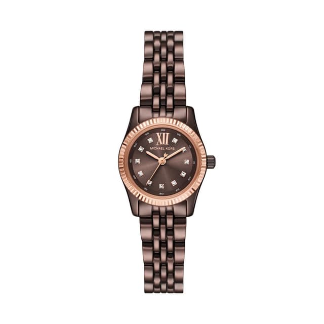 Michael Kors Lexington Watch für Damen, 26mm Quarz-Dreizeigerwerk mit Edelstahlarmband Holzbraun