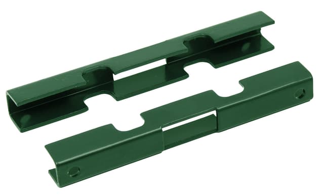 Alberts 673338 Mattenverbinder | für Doppelstab-Gittermatten | grün kunststoffbeschichtet RAL 6005 | 140 x 18 x 15,5 mm