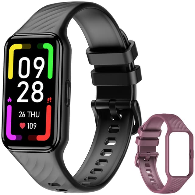 Blackview Smartwatch Herren Damen, Fitnessuhr 1,47'' Farbdisplay, Fitness Tracker mit Schrittzähler Schlafmonitor Herzfrequenz, Sportuhr mit 100+ Sportmodi, Smart Watch für Android iOS (2 Armbänder) Schwarz-2 Armbänder