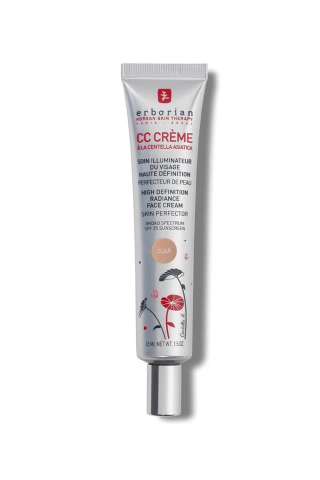 Erborian CC Cream - Getönte Gesichtscreme mit Centella Asiatica - Gesichtspflege aus Korea - Strahlender Teint & Feuchtigkeit LSF 25 Clair 45 ml (1er Pack)