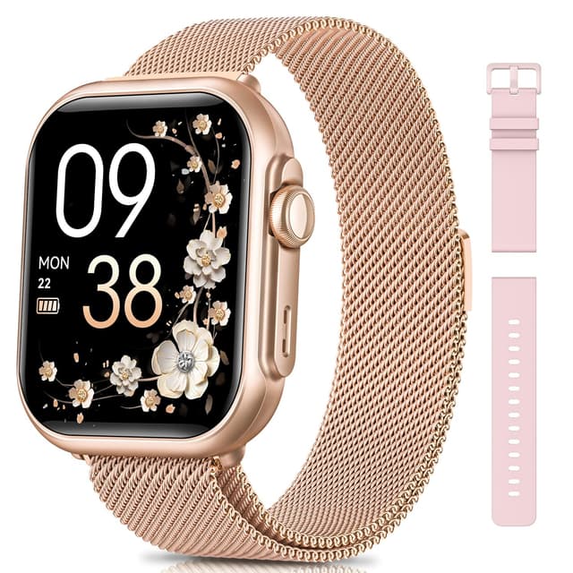 SWGOTA Smartwatch Damen mit 1000mAh Akku, 100 Tage Ultralange Standby, 1.83" Armbanduhr 24H Telefonfunktion/Herzfrequenz/SpO2/Schlaf, 120+Sportmodi, IP68 Fitnessuhr Schrittzähler Android iOS Roségold