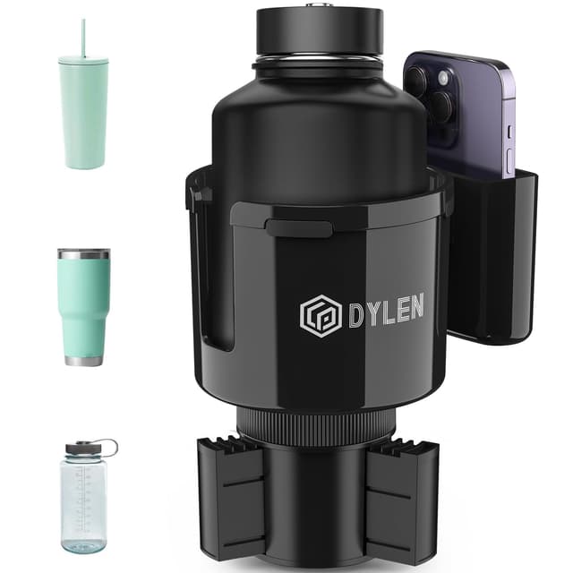 DYLEN Getränkehalter Auto, Becherhalter Auto mit Verstellbarer Basis, Flaschenhalter Auto Kompatibel mit Stanley, Andere Große Flaschen 0,5-1,5 L (7,0-10,7cm)