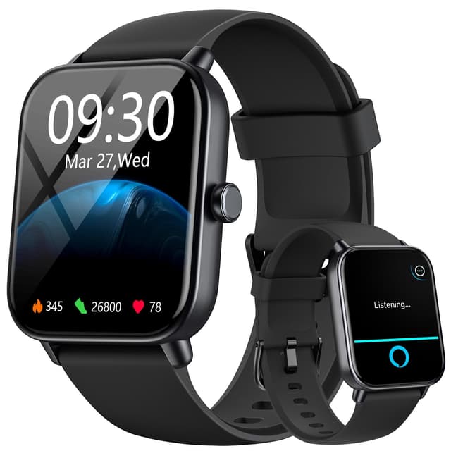 Smartwatch Herren Damen, 1,8" HD Uhren Herren mit Telefonfunktion, IP68 Wasserdicht Smart Watch Damen 110+ Sportmodi Fitnessuhr/Herzfrequenzr/Schlafmonitor Schrittzähler, Sportuhr für iOS Android Licht Schwarz